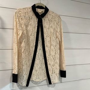 Anthropologie lace collared shirt